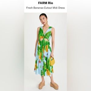 Farm Rio Fresh Bananas Cutout Midi Dress